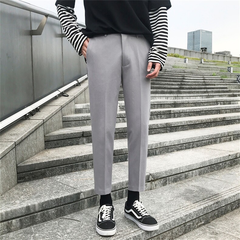 裤子男秋冬加绒加厚九分小西裤男士修身垂感西装裤休闲长裤宽松潮,男装西裤,星座505-2（原电商A260-1)