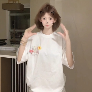 万针全刺绣工艺抖音得物高品质260克重磅纯棉双纱美式高街短袖T恤图片