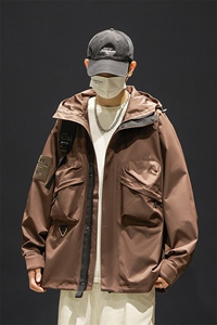 户外工装风口袋冲锋衣外套风衣男女连帽百搭休闲夹克2353-P70图片