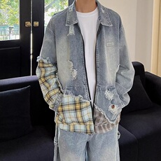 刺绣牛仔短外套男秋装2025春秋宽松时尚显瘦夹克长袖上衣J2582，男装工装外套，星座1116A（原606A-3）
