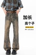 加长版高个子裤子男夏季薄款荆棘提花牛仔裤直筒阔腿微喇KZ038P58，男装牛仔裤，电商B312