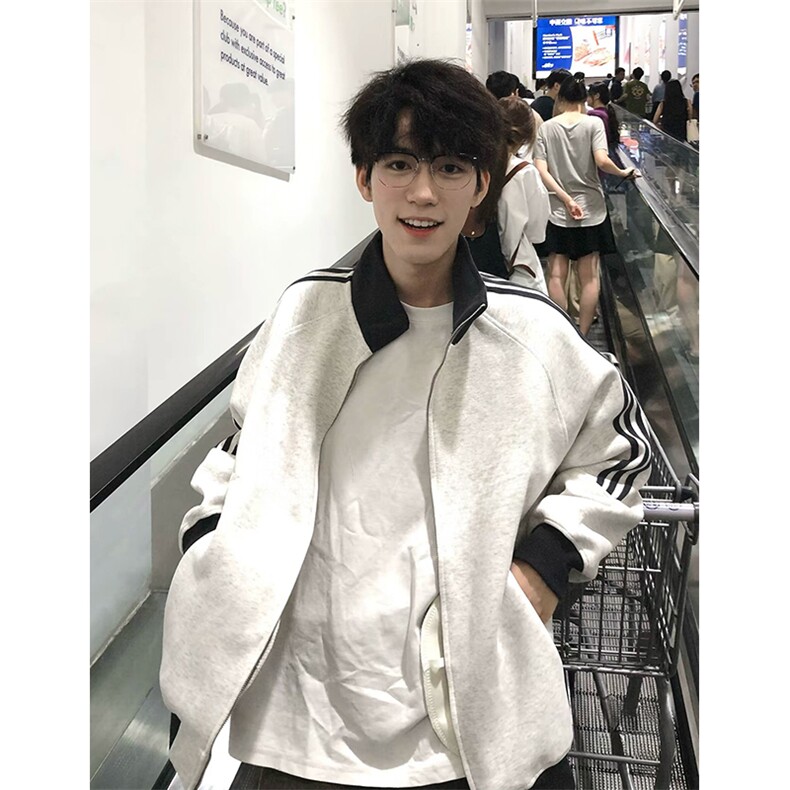 抖音得物高品质美式高街重磅结构设计拼接织带立领卫衣外套CM42,男装卫衣,电商A486