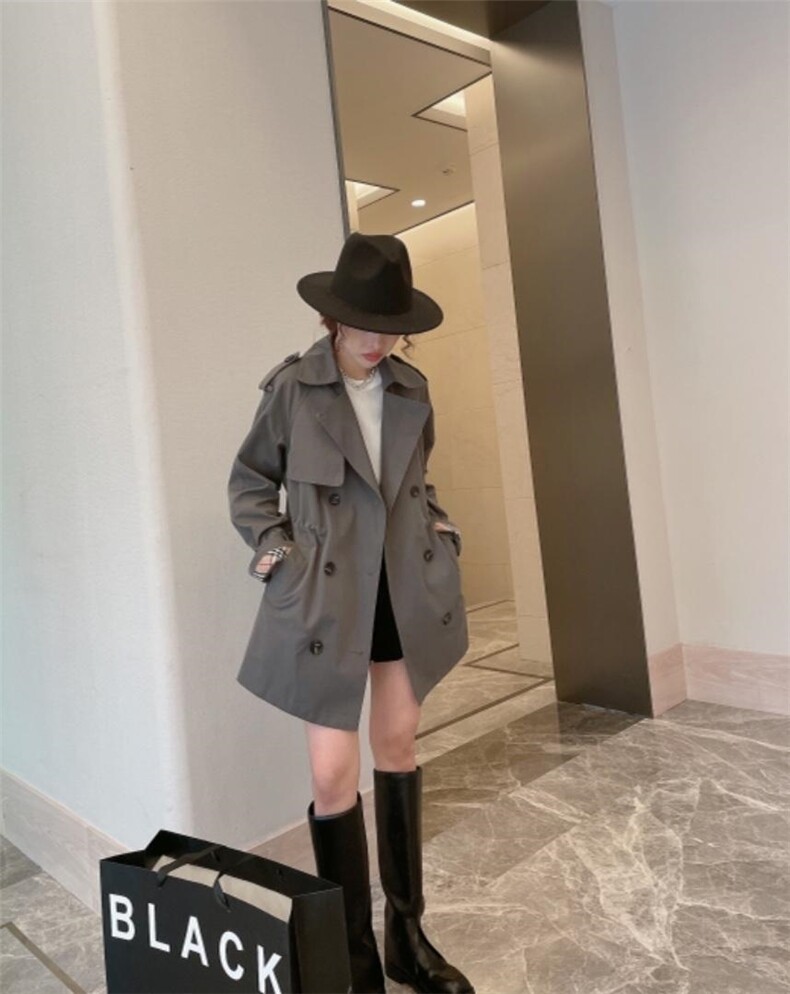 袖子拼格风衣，补单，女装风衣，麦缇诺