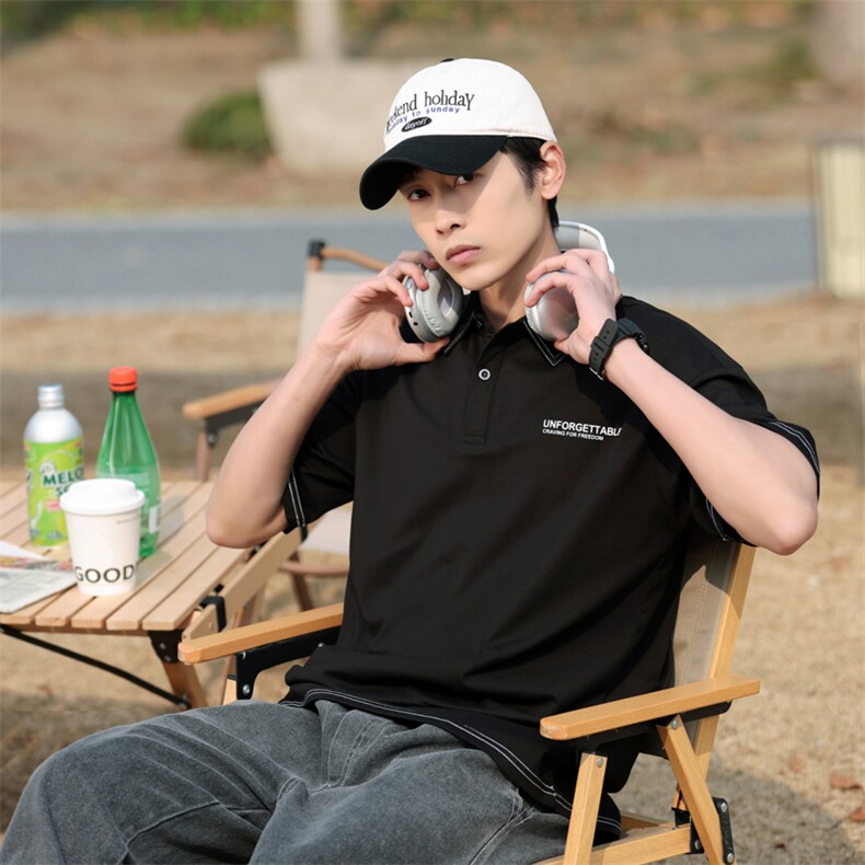 美式夏季新款Polo衫男士半袖日系潮牌男装宽松短袖t恤PL138-P45，男装Polo衫，星座1109-1