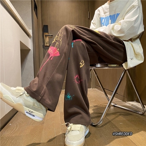 美式2023秋季新款彩绘发泡印花宽松休闲裤B315-K23411-p50控68图片