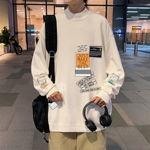 M18121-P45加绒款-P65半高领毛衣男士大码针织衫男毛线衣男