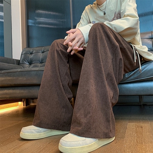 8XL-M特大码秋季新款垂感休闲裤男宽松直筒裤男裤拖地裤K941P40图片