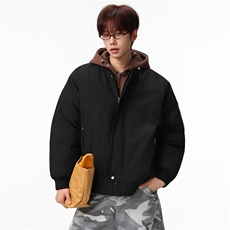 新款冬季大码羽绒棉服棉袄连帽假两件韩版宽松外套A436-2583-P95，男装棉衣，电商A436