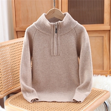 2025时尚百搭通勤简约休闲半拉链儿童针织衫，童装儿童针织衫，质第童装店