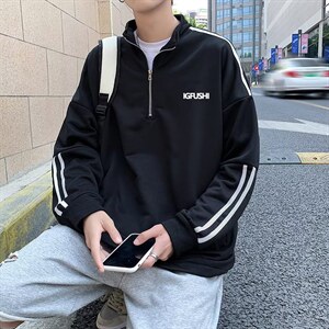 慵懒潮半拉链文艺青春流行秋季男卫衣气质套头GW13P36图片