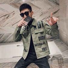 秋冬社会小伙休闲水洗牛仔翻领工装外套夹克主推HA01-P135控165，男装夹克，星座308A