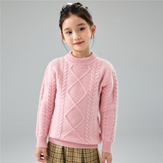 秋冬季儿童羊毛三股加厚针织衫男女童套头长袖妞花宝宝打底，童装儿童羊毛衫，初丹羊绒童装