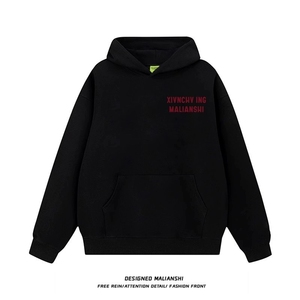 美式hiphop潮牌字母连帽卫衣女银狐绒薄款秋冬季外套WY281图片