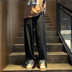 美式灰色运动裤男女春夏款2023束脚宽松休闲卫裤夏季小个子阔腿裤，男装休闲裤，星座601-2