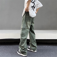 美式高街vibe风直筒长裤欧美痞帅男hiphop复古水洗拼接工装牛仔裤，男装牛仔裤，星座301D-4(原星座1004-4）