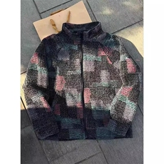 彩色格子开衫款高级翻领毛茸外套痞帅情侣上衣WM26-P74，女装短外套，星座208-5