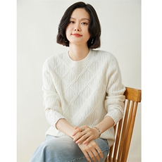 时尚菱形图案圆领女士羊绒衫舒适保暖优雅百搭，女装羊绒衫，迎冬羊绒