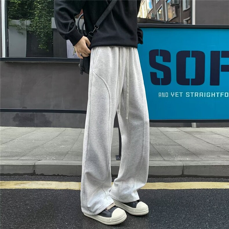 秋季复古重磅弯刀休闲卫裤男女潮牌美式宽松百搭阔腿运动长裤J64,男装休闲裤,星座310B-1