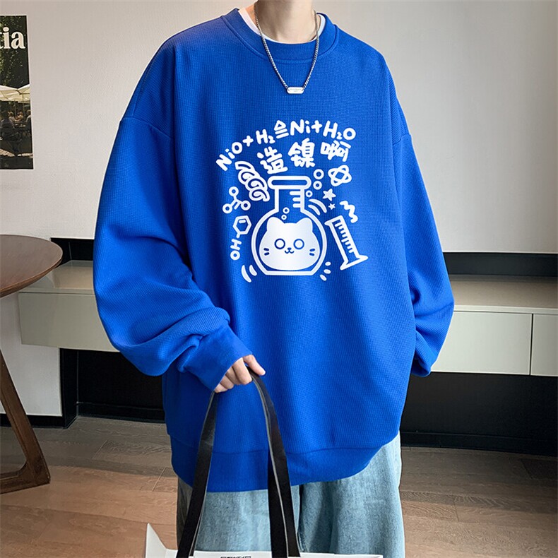 5XL华夫格卫衣男大码胖子圆领长袖t恤HW76421-P30,男装T恤,电商A040