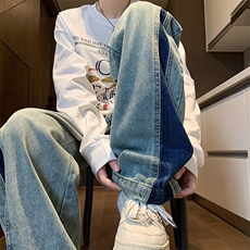 牛仔裤男秋季潮牌欧美高街vibe直筒裤子男宽松美式复古男裤春秋款，男装牛仔裤，星座601-2