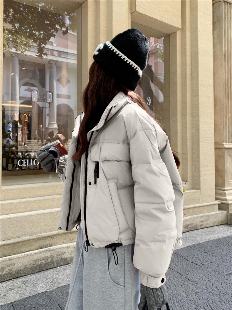 现货新款羽绒服女短款韩版立领简约加厚小个子高级感面包服外套潮,女装羽绒服,网红馆