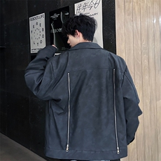 2024英伦风双拉链皮衣加棉加厚高品质外套常规P148加棉P168，男装皮衣，电商B319