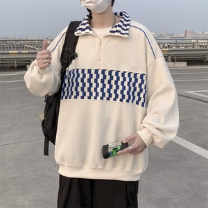 日系复古拼色立领卫衣男潮牌街头宽松情侣外套WY653-P37图片