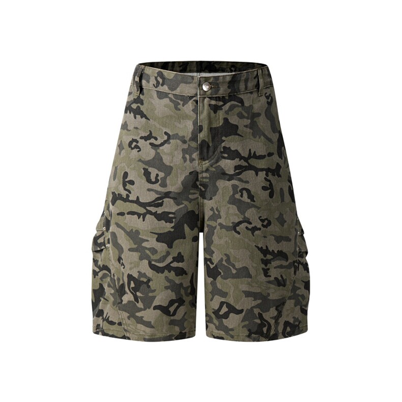 美式复古双口袋迷彩工装裤潮牌男直筒阔腿设计感休闲裤YA331P46，男装工装外套，星座1013-1