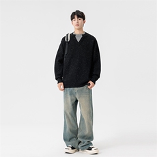 秋季新款青年假两件圆领套头针织衫潮流休闲毛衣男5303-P68，男装针织衫/毛衣，星座310B-3