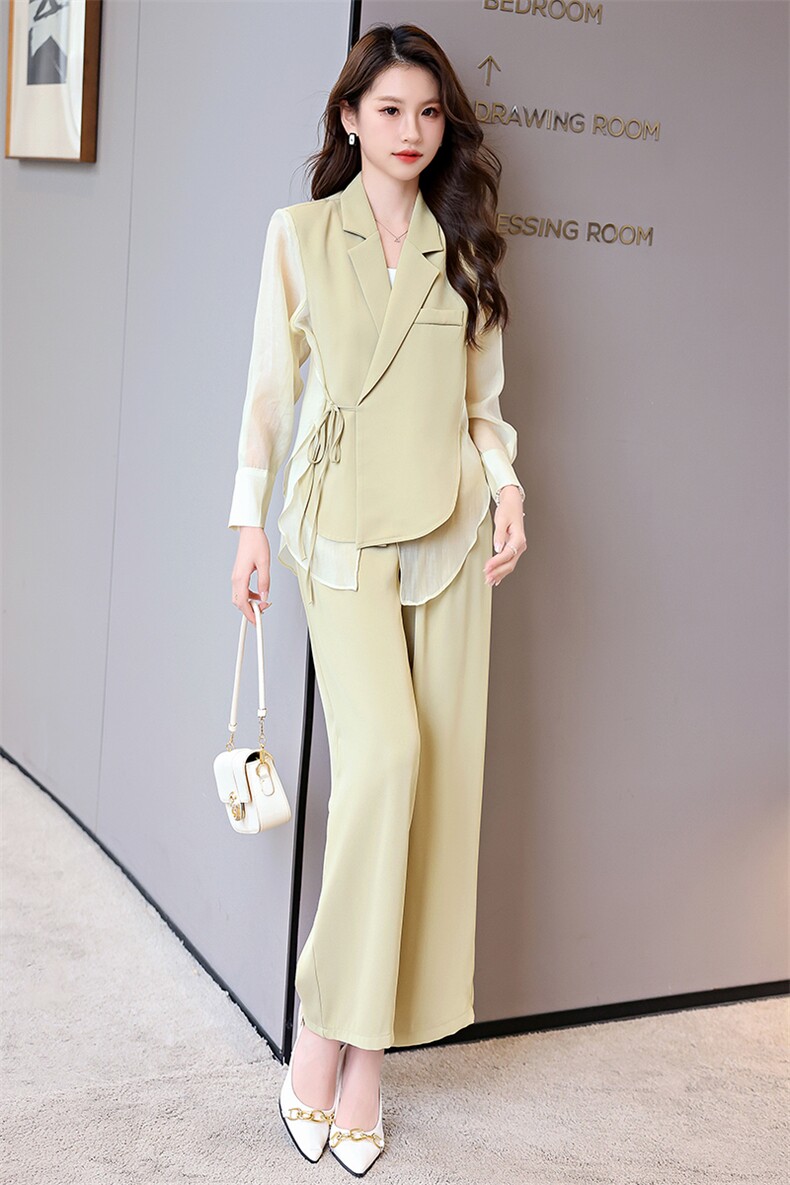 高端职业西装套装女2024夏季新款气质女神范防晒衬衫阔腿裤两件套,女装套装/套裙,火爆靓佳人