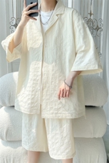 TZ52932/P65西服领短袖衬衣裤子套装男潮夏季肌理感西装领两件套，男装西服，电商A141