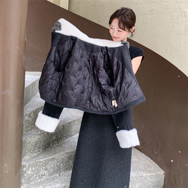 赫本风优雅拼接毛领羽绒内胆加厚半裙套装F698-P215-K328,女装套装/套裙,2C255
