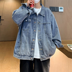 秋季牛仔外套男潮流韩版宽松连帽夹克港风休闲上衣JK08918-P63，男装夹克，星座308B-1