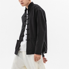 23秋冬大码风盘扣针织夹克复古唐装外套情侣中性风JK20/P135，男装夹克，钱塘713