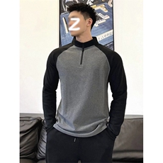 网图慎用德绒撞色拼接立领插肩袖大码长袖T恤男T24514-特P25控48，男装T恤，电商A001