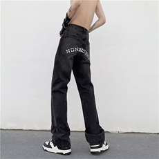 美式高街vibe风刺绣牛仔裤男潮牌嘻哈微喇叭炸街长裤TN1629-P45，男装牛仔裤，星座1001-1