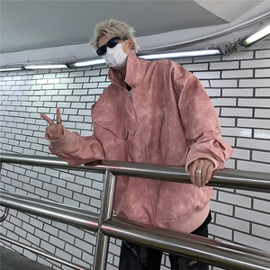 潮牌设计感复古麂皮绒工装夹克男高街宽松美式飞行外套W5402-P78图片