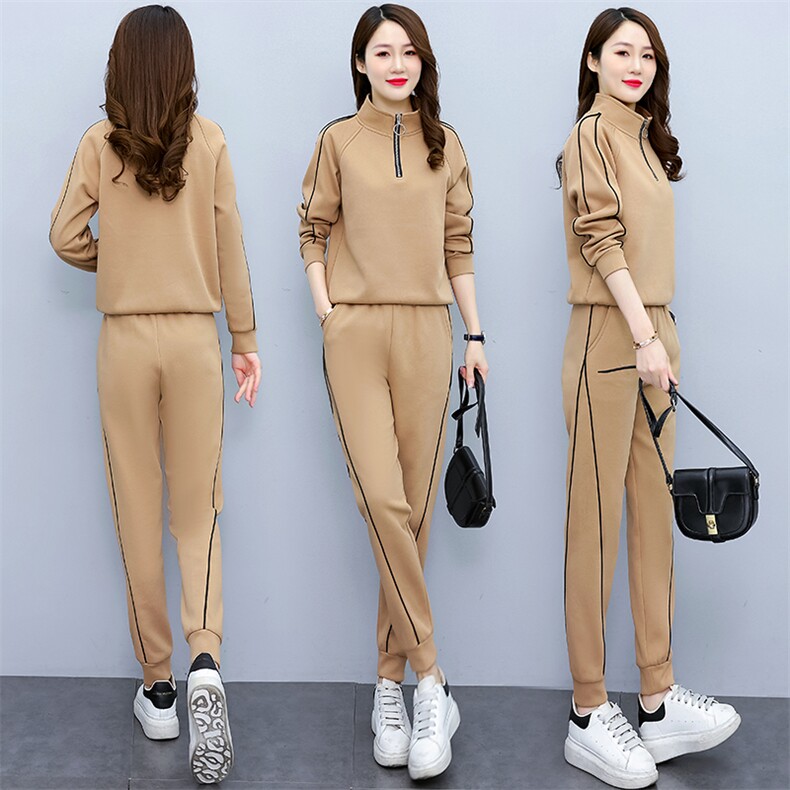 加绒加厚休闲运动服套装2025年秋冬新款女装高级感两件套卫衣套装图片