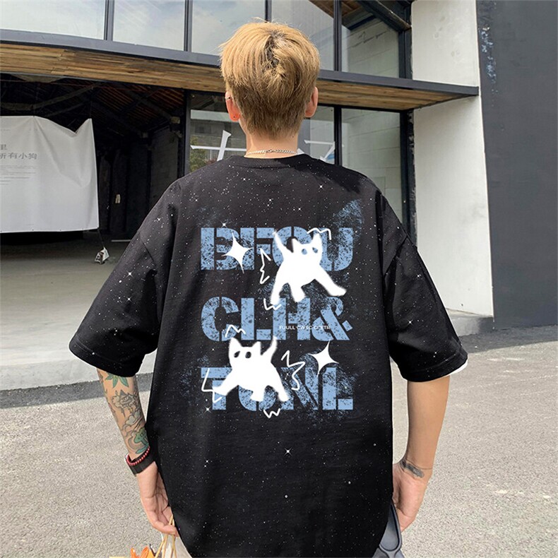 可48小时发货支持抖音得物来样二开美式满天星亮片短袖T恤MTX667,男装T恤,电商A486