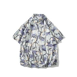 花衬衫男短袖夏季痞帅休闲上衣服外套夏威夷大码衬衣（控58）P40图片