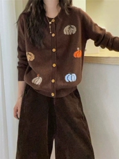 2025年秋季时尚百搭通勤简约休闲南瓜开衫，女装羊毛衫，梵泰羊绒