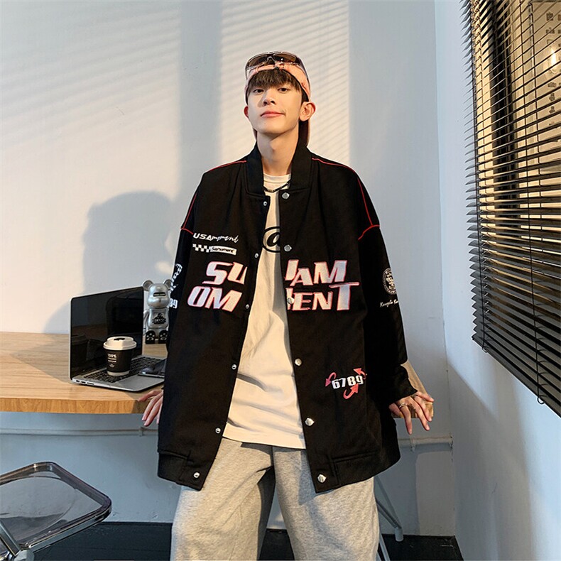 2025美式潮牌字母印花牛仔外套春复古宽松百搭潮流夹克JK979-P88,男装夹克,星座1103-3