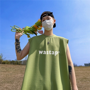 华夫格背心 直播高品质重磅220克 wastp印花HB709-P25控38图片