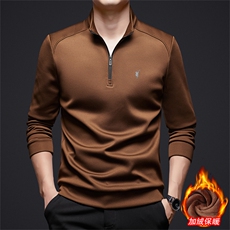 秋冬季男士加绒半拉链保暖上衣加厚立领休闲男打底衫上衣，男装卫衣，钱塘6003（原4033）