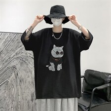 Q11044-P30春夏季七分袖t恤男大码五分袖男短袖中袖大皂风，男装T恤，电商A040