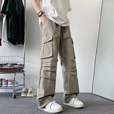 新款港风休闲裤男宽松直筒长裤子潮牌工装裤子男百搭M5377-p43，男装工装外套，星座1008