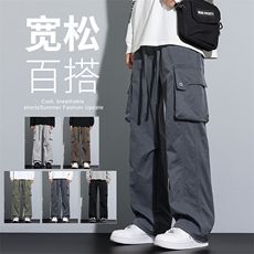 美式户外工装裤冲锋裤松紧腰宽松阔腿裤休闲裤直筒裤T8015-特P46，男装工装外套，星座1006