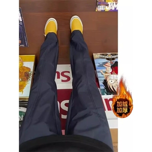 美式微喇裤子男夏季斜切速干冲锋裤软壳防水防风直筒显腿长休闲裤图片