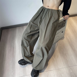 美式复古工装休闲裤男夏季韩版2024新款抽绳设计感长裤 K7306-P38图片