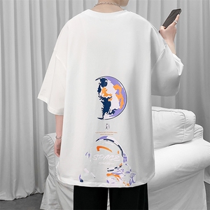 货足7XL-M 2023夏季新款美式纯短袖T恤胖子宽松体恤加肥加大码图片